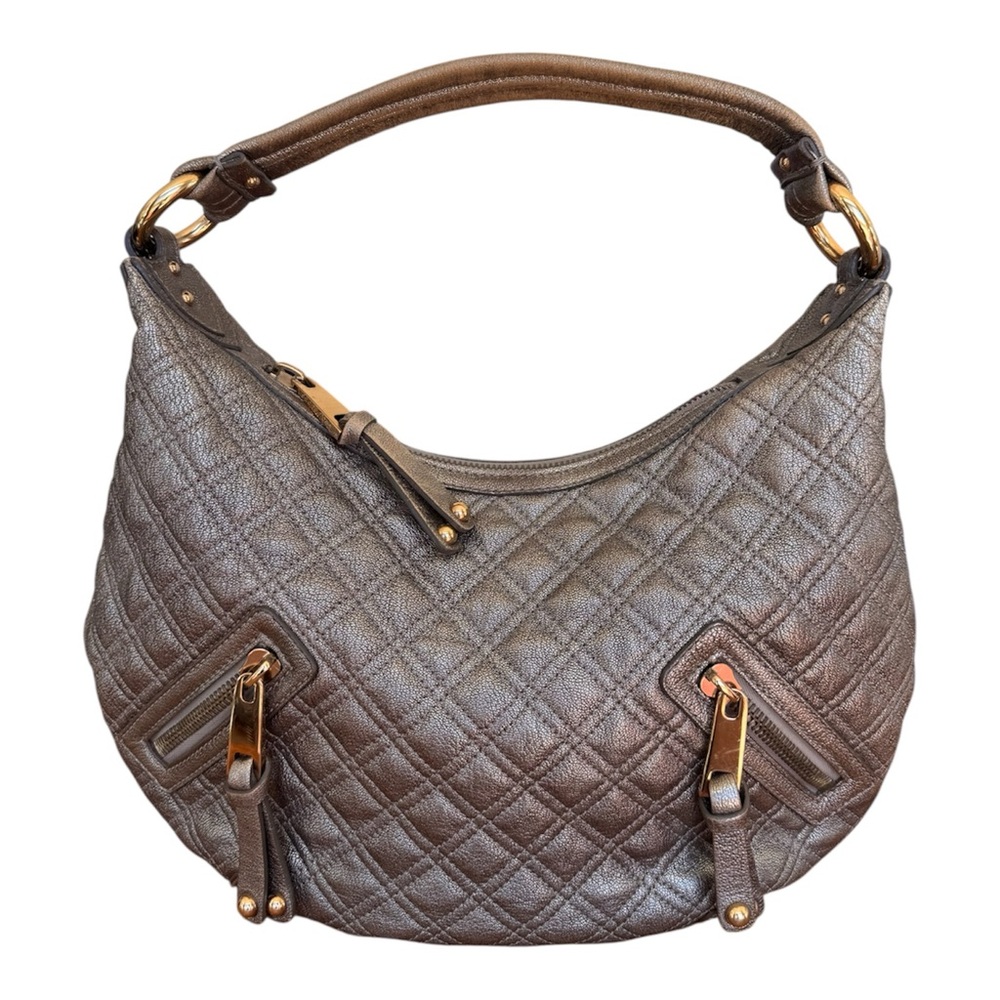 Authentic Marc Jacobs Metallic Bronze Quilted Leather Banana Hobo Bag